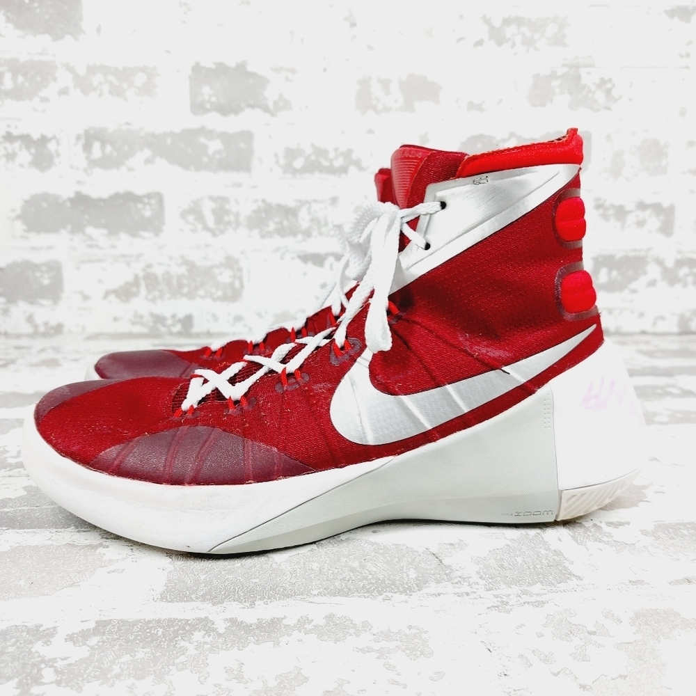 Nike Hyperdunk Red White Logo Lace Up High Top Athletic Basketball Sneakers D170 - Picture 1 of 13
